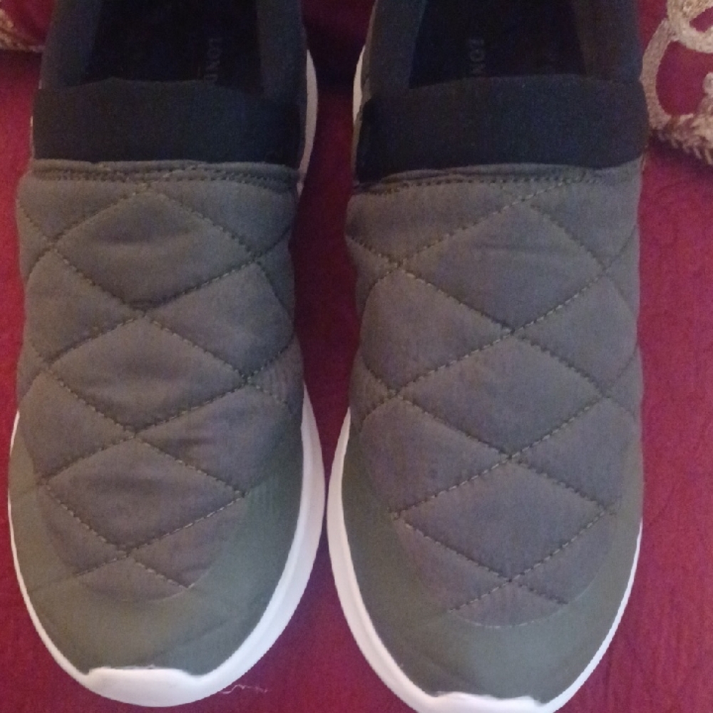 London Fog Womens Quilted Slip-On Sneakers - Green and Black - Picture 4 of 9